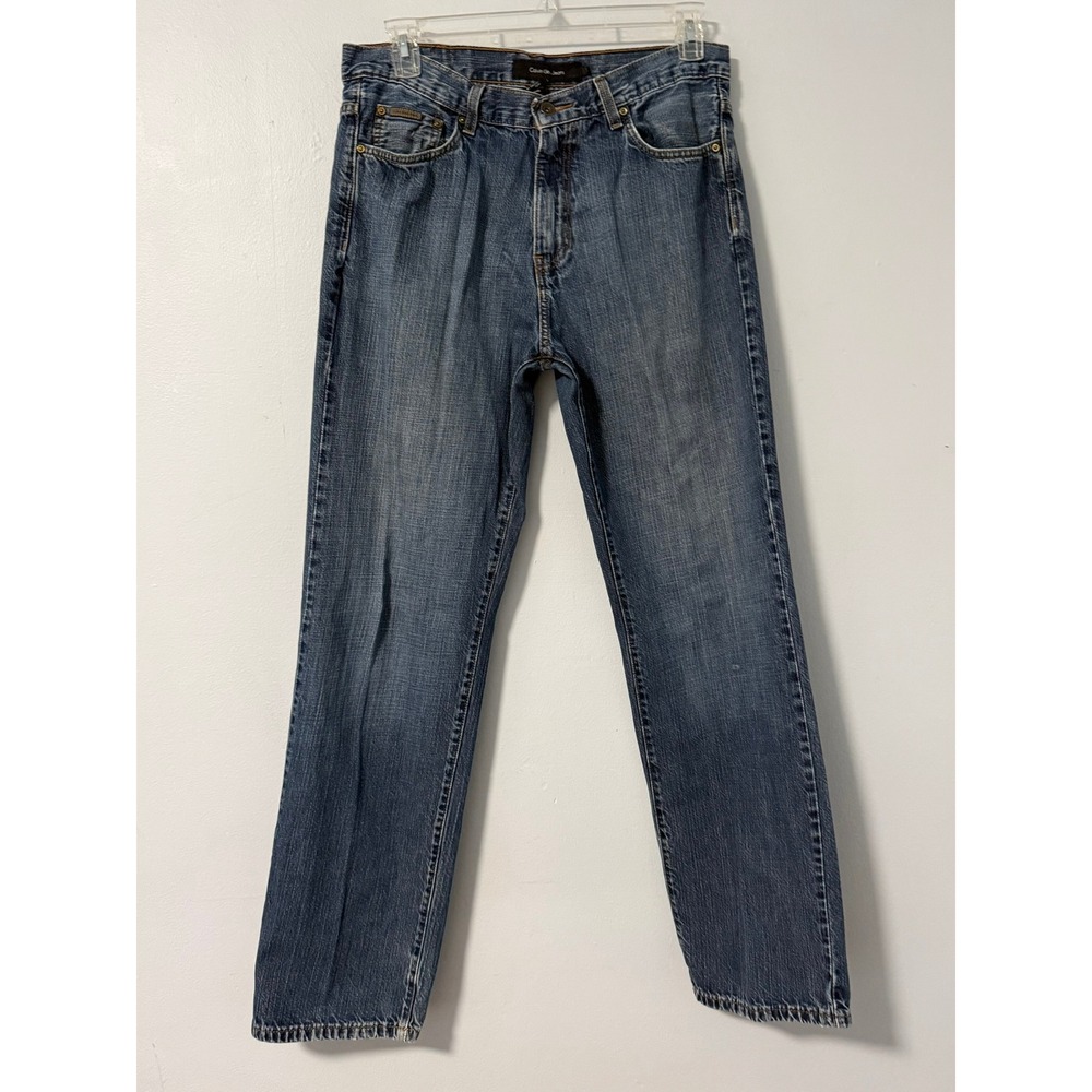 Calvin Klein Jeans Mens 34 Straight Leg Medium Wash Blue Denim 100% Cotton 34x34